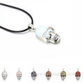 Natural Crystal Gemstone Skull Pendant 22x30MM semi precious stone Cabochon on Alloy skull